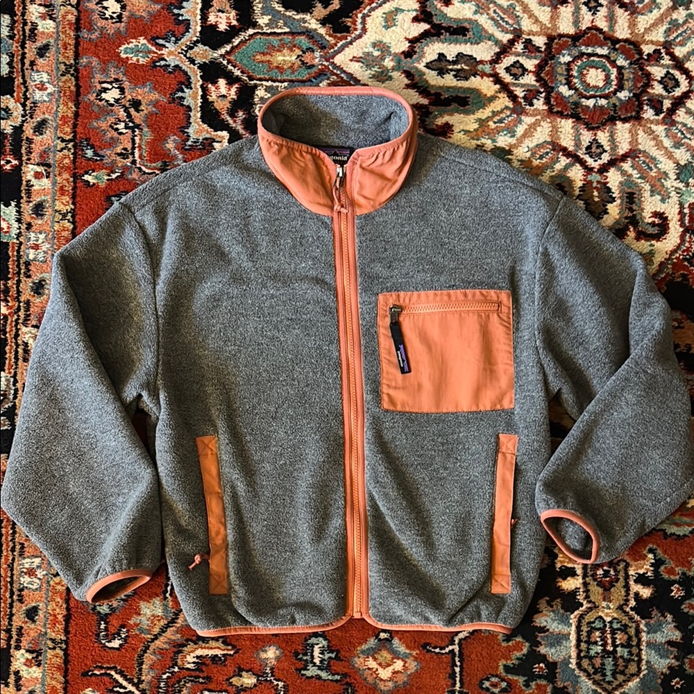 Patagonia Synchilla Gray and Orange Fleece Jacket